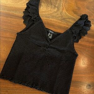Forever 21 Black Ruffled Tank Top (never worn)